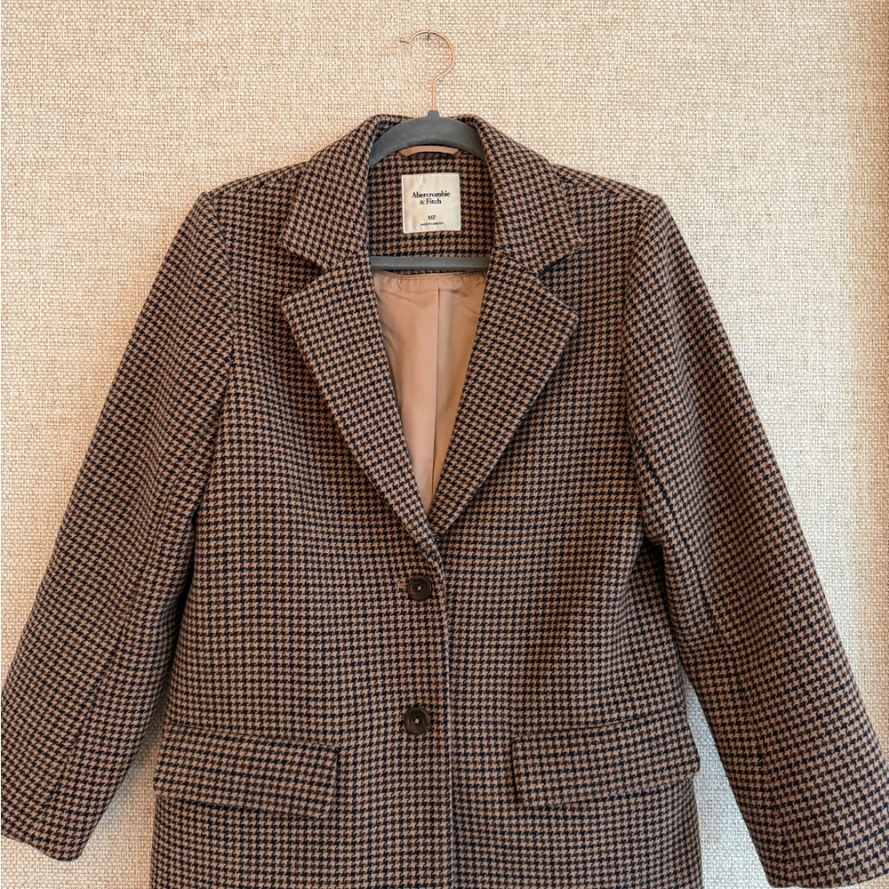 Abercrombie & Fitch Black and Brown Houndstooth Blazer